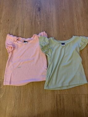 Old Navy Pink and Light Green Flutter Sleeve Tees